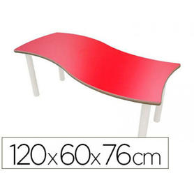 Mesa rectangular mobeduc t6 onda patas de tubo metal tablero mdf laminado 120x60 cm