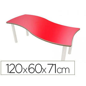 Mesa rectangular mobeduc t5 onda patas de tubo metal tablero mdf laminado 120x60 cm