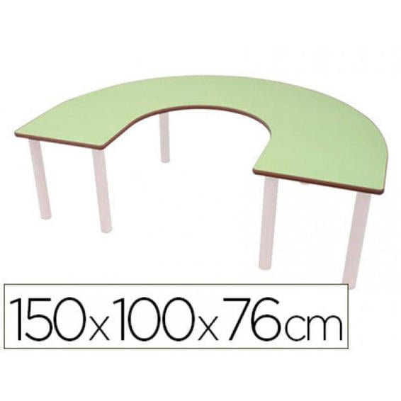 Mesa en u mobeduc t6 patas de tubo metal tablero mdf laminado 150x100 cm