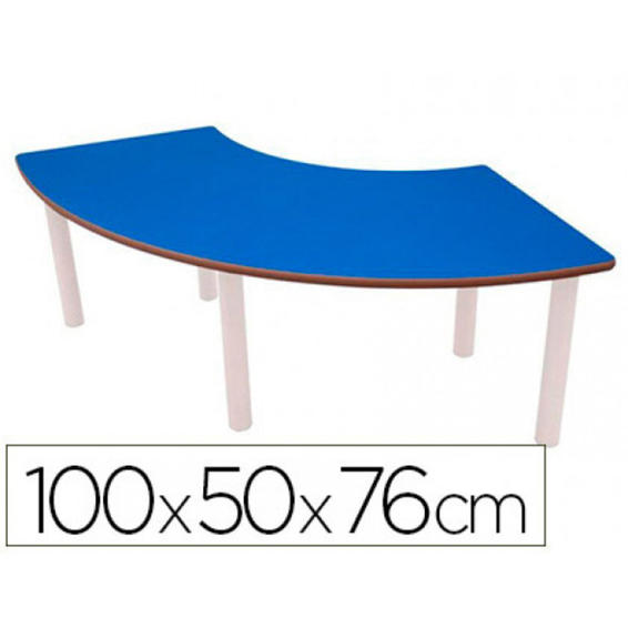 Mesa 1/4 de aro mobeduc t6 patas de tubo metal tablero mdf laminado 100x50 cm