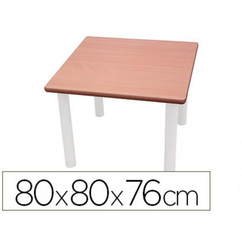 Mesa cuadrada mobeduc t6 patas de tubo metal tablero mdf laminado 80x80 cm