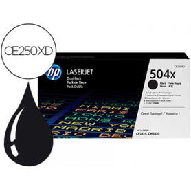 Toner hp laserjet 504x cp3525 cm3530 negro pack de 2 unidades 10500 paginas