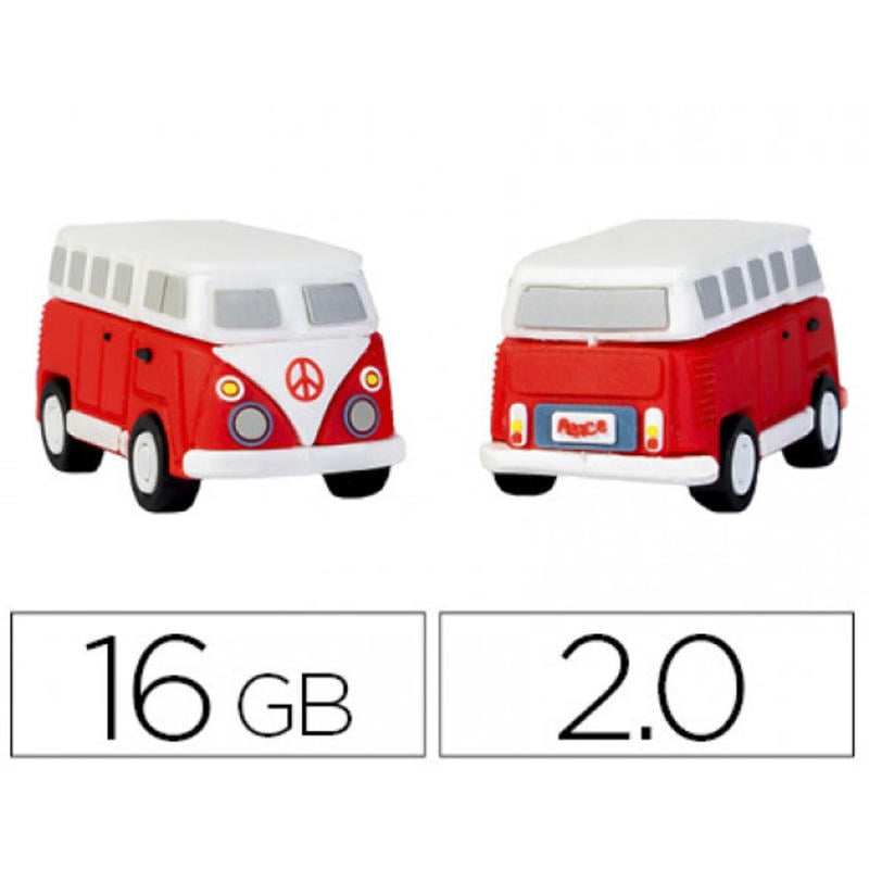 Memoria usb techonetech flash drive 16 gb 2.0 hippy van bang camper