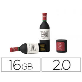 Memoria usb techonetech flash drive 16 gb 2.0 botella de vino
