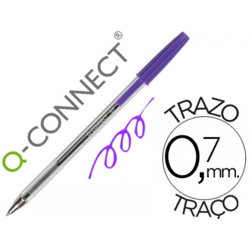 Boligrafo transparente q-connect morado medio kf11496