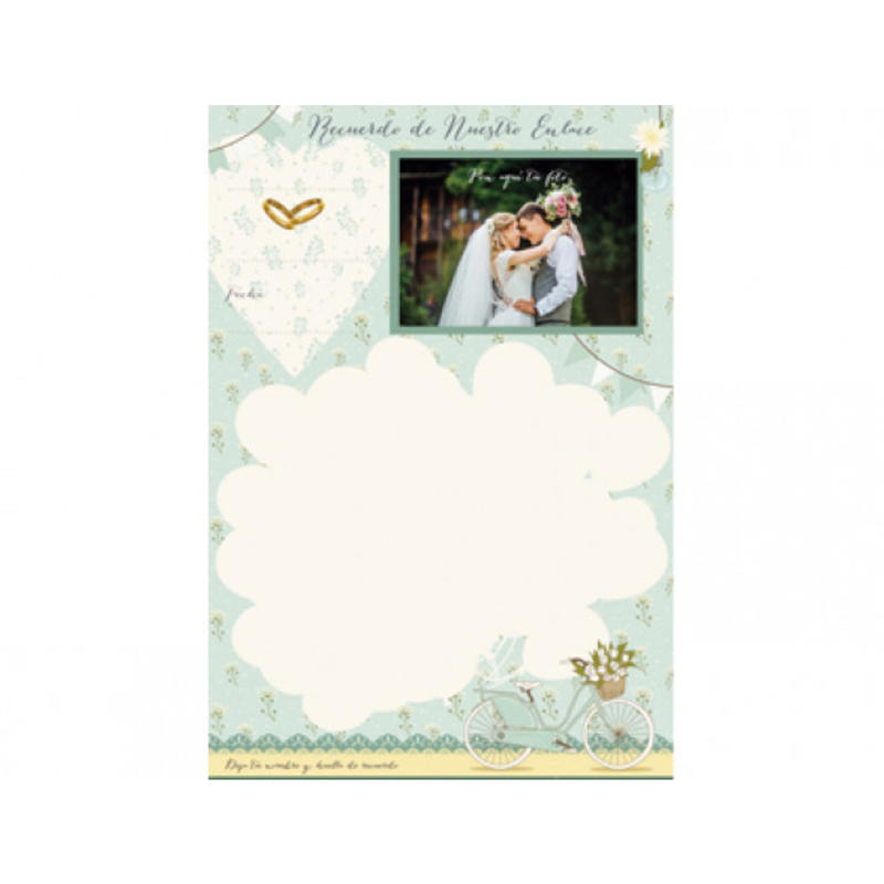 Recuerdo boda arguval foto + huellas invitados carton 5mm para colgar en la pared lienzo 34x49 cm y foto 13x18