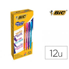 Boligrafo bic gelocity illusion borrable caja de 12 unidades colores surtidos punta de 0,7 mm