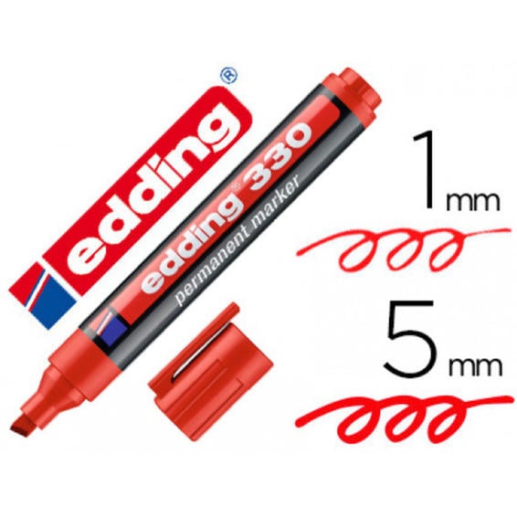 Compra Rotulador edding marcador permanente 330 rojo punta biselada 1-5 mm  recargable