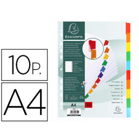 Separador exacompta cartulina blanca juego de 10 separadorespestaña colores din a4 11 taladros