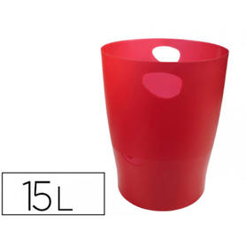 Papelera plastico exacompta linicolor rojo carmin translucido 15 litros