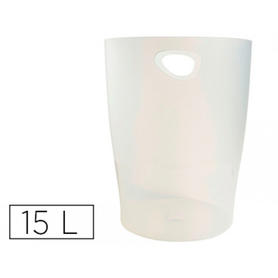 Papelera plastico exacompta linicolor blanco hielo translucido 15 litros