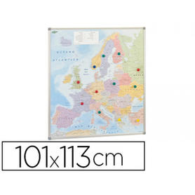 Mapa mural faibo europa politico magnetico marco de aluminio con cantoneras de proteccion 113x101 cm
