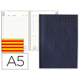 Agenda encuadernada corfu 15x21 cm 2020 dia pagina color negro papel 60 gr texto en catalan
