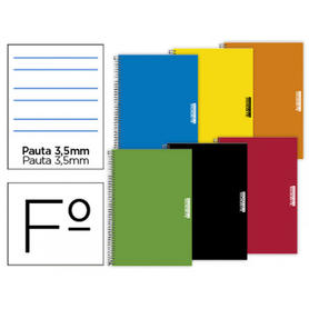 Cuaderno espiral papercop folio tapa extradura 80 hojas pauta 4 3.5 mm con margen 70 gr colores surtidos