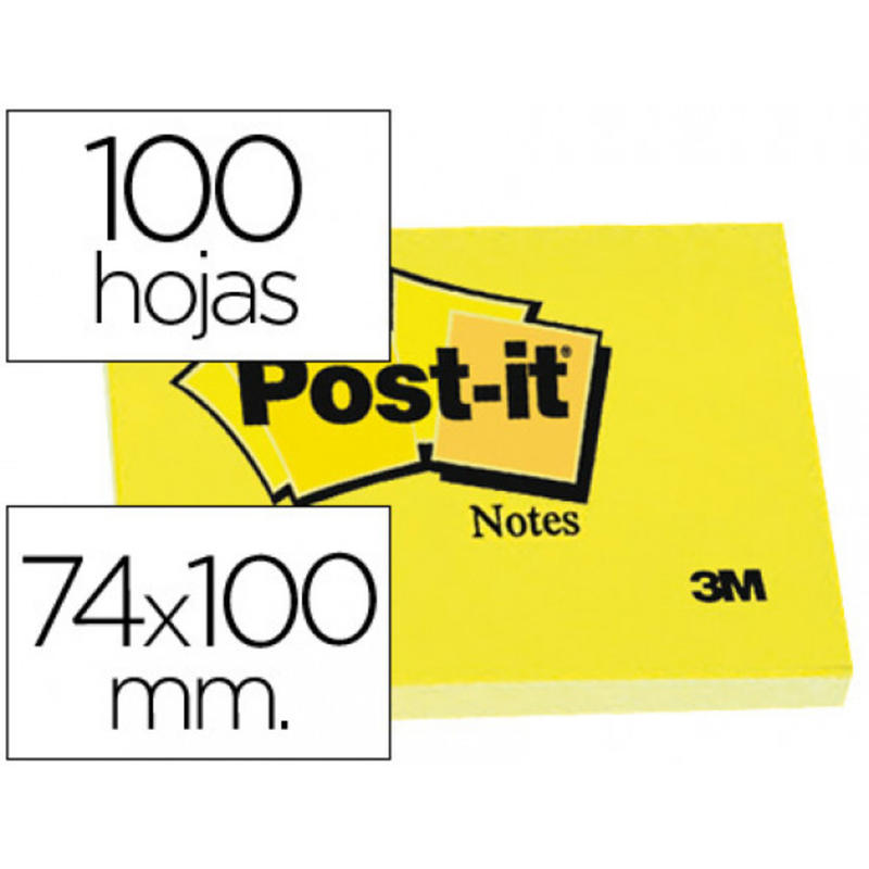 Bloc de notas adhesivas quita y pon post-it 74x100 mm con 100 hojas -657-