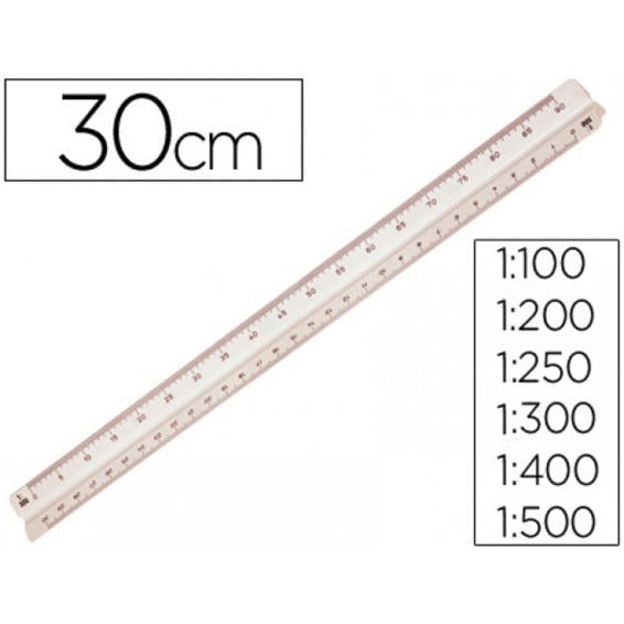 Escala m+r 1632.05 -1:100-200-250-300-400-500 -30 cm -estuche flexible
