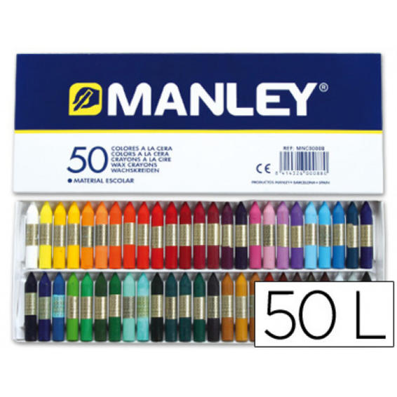 Lapices cera Manley caja de 30 colores surtidos MNC00077