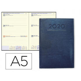 Agenda encuadernada liderpapel creta 15x21 cm 2020 semana vista color azul papel 70 gr ahuesado