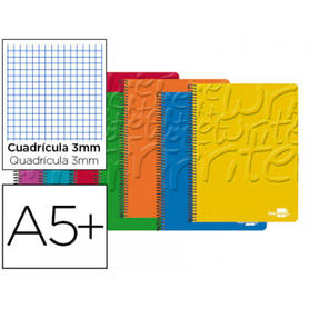Cuaderno espiral liderpapel cuarto write tapa blanda 80h 60 gr cuadro 3mm conmargen colores surtidos