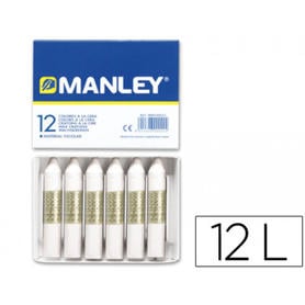 Lapices cera manley unicolor blanco -caja de 12 n.1