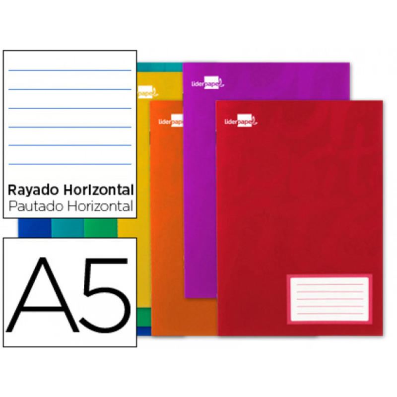 Libreta liderpapel write a5 16 hojas 60g/m2cuadro horizontal con margen