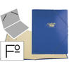 Carpeta de gomas Saro folio con 12 departamentos de cartón de color azul