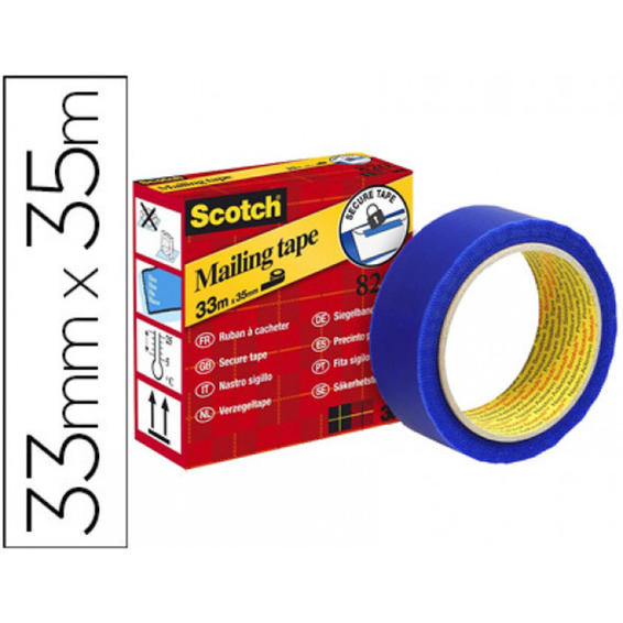 Cinta adhesiva scotch postal -azul -rollo de 35 mt x 33 mm 820