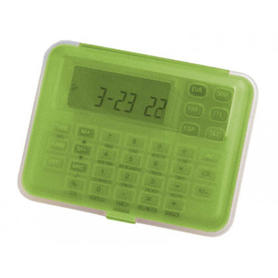 Calculadora imac p-855 cfv -euro -transparente verde -con reloj -alarma