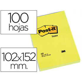 Bloc de notas adhesivas quita y pon post-it 102x152 mm con 100 hojas 659