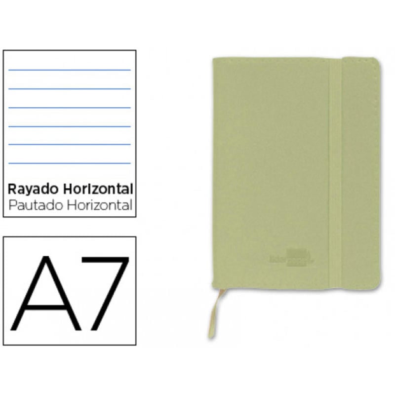 Libreta liderpapel simil piel a7 120 hojas 70g/m2 horizontal sin margen verde