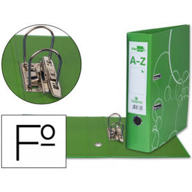 Archivador de palanca liderpapel lucerna carton forrado folio verde -con rado lomo de 75 mm con etiquetero
