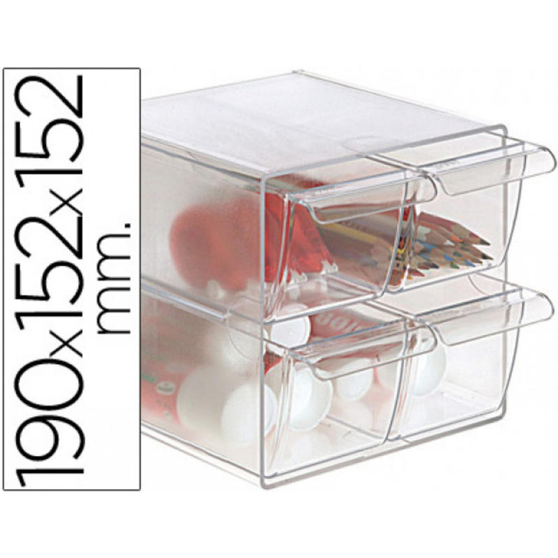 Archicubo archivo 2000 4 cajones organizador modular plastico 190x152x152 mm incluye 2 clips de sujecion