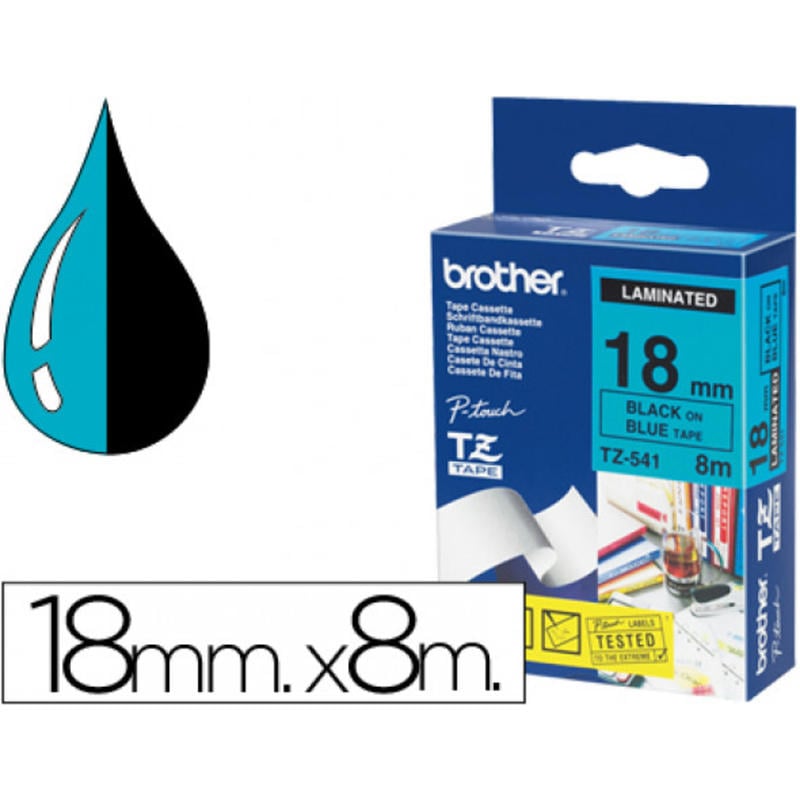 Cinta brother tze541 azul-negro 18mm longitud 8mt