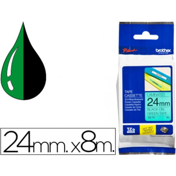 Cinta brother tze-751 verde-negro 24mm longitud 8 mt