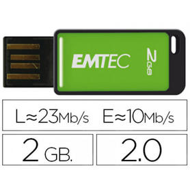 Memoria usb emtec flash 2gb 2.0 em-desk 23mb/s verde