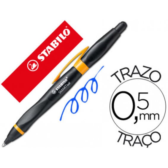 Boligrafo stabilo smartball con puntero para pantalla tactil azul 0,5 mm cuerpo negro y naranja