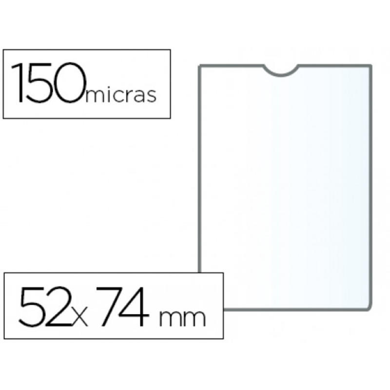 Funda portadocumento q-connect din a8 150 micras pvc transparente con uñero 52x74 mm