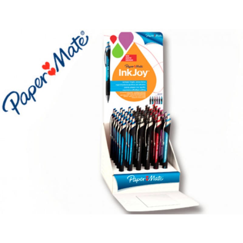 Boligrafo paper mate inkjoy 550 rt punta media trazo 1 mm retractil clip metalico expositor de 36 colores