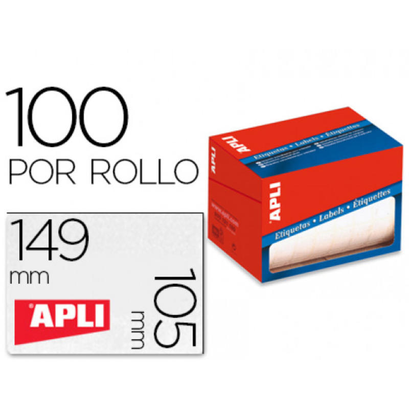 Etiqueta adhesiva apli 1706 tamaño 105x149 mm en rollo de 100 unidades