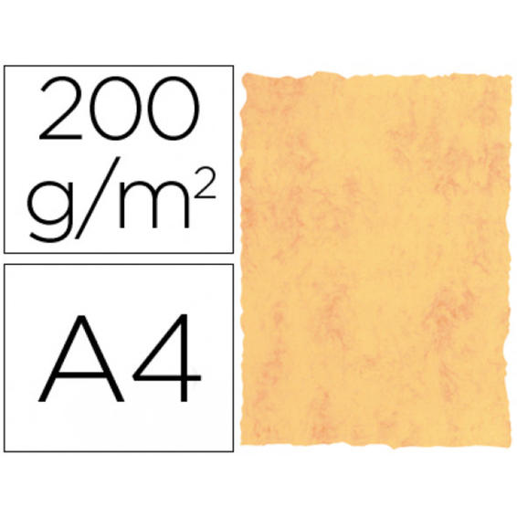 Papel pergamino din a4 200 gr color marmol amarillo paquete de 25 hojas