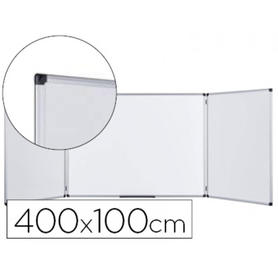 Pizarra blanca bi-office triptica lacada magnetica abierta 4000x1000 mm