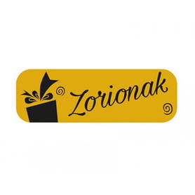 Etiqueta arguval dorado zorionak rollo de 250 unidades