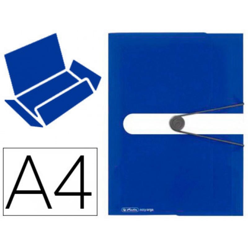 Carpeta con gomas herlitz tres solapas a4 polipropileno color azul intenso