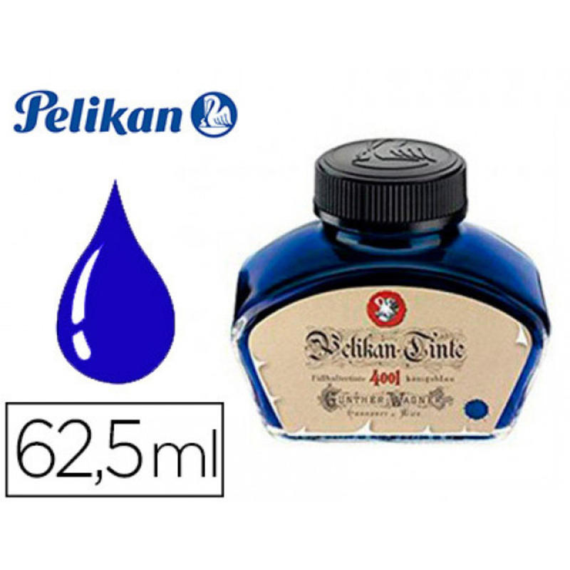 Tinta estilografica pelikan 4001 royal historic azul real 62,5 ml