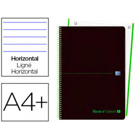 Cuaderno espiral oxford ebook 1 tapa plastico din a4+ 80 h horizontal blackn colors verde