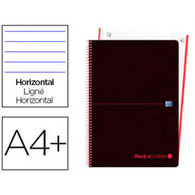 Cuaderno espiral oxford ebook 1 tapa plastico din a4+ 80 h horizontal blackn colors rojo