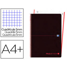 Cuaderno espiral oxford ebook 4 tapa plastico din a4+ 80 h cuadro 5 mm blackn colors naranja