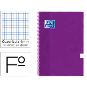 Cuaderno espiral oxford tapa extradura folio 80 h cuadricula 4 mm lila touch