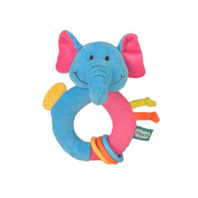 Sonajero anillo fiesta crafts elefante con mordedor y anillas suaves 15x15 cm