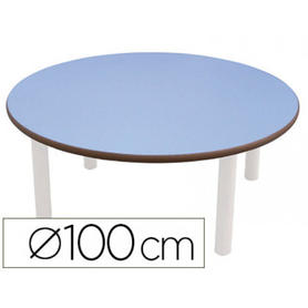 Mesa infantil mobeduc redonda talla 1 patas de tubo metalicotablero mdf laminado diametro 100cm